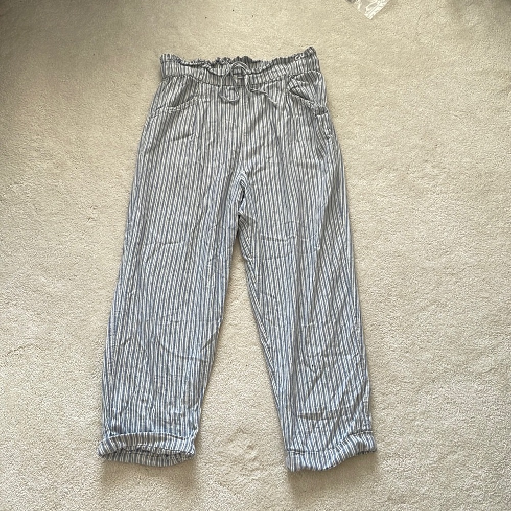 Blue and White Linen Pants